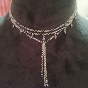 Silver and black necklace 14 inches
